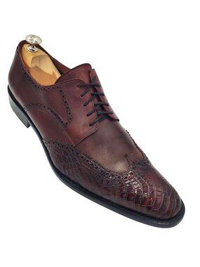 Belvedere Men's size 10 Brown Genuine Alligator wingtip Oxford dress shoes